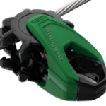 Angled close-up of rope grab device attached to safety line