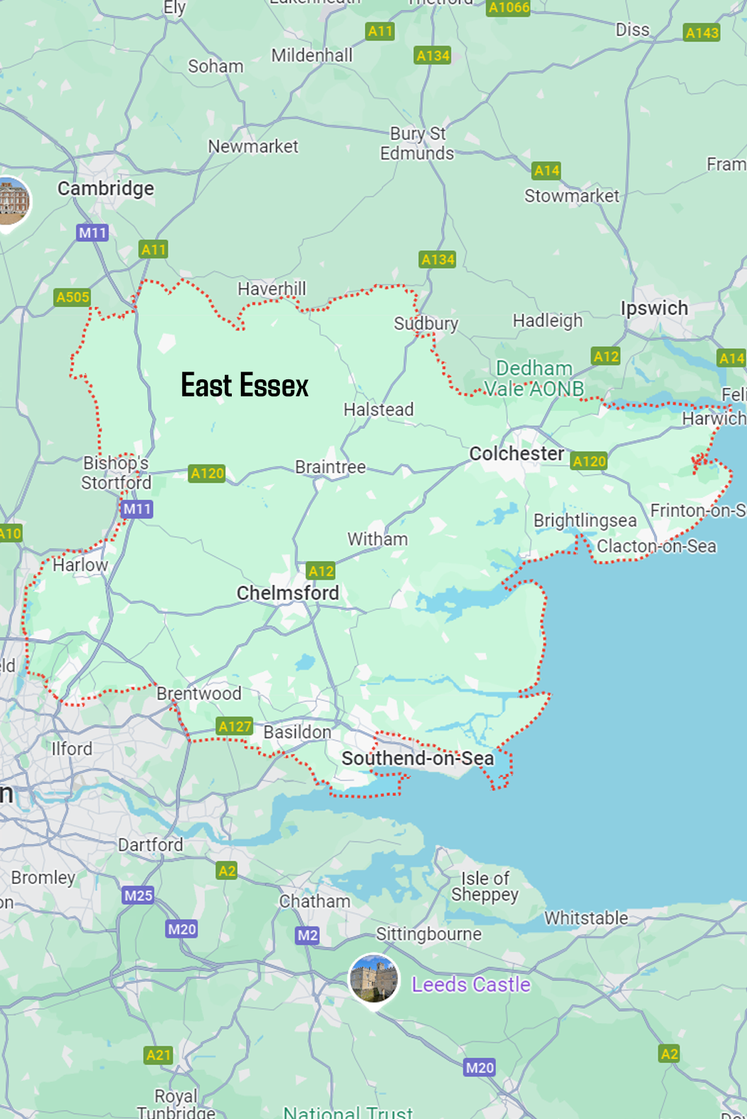 East Essex map
