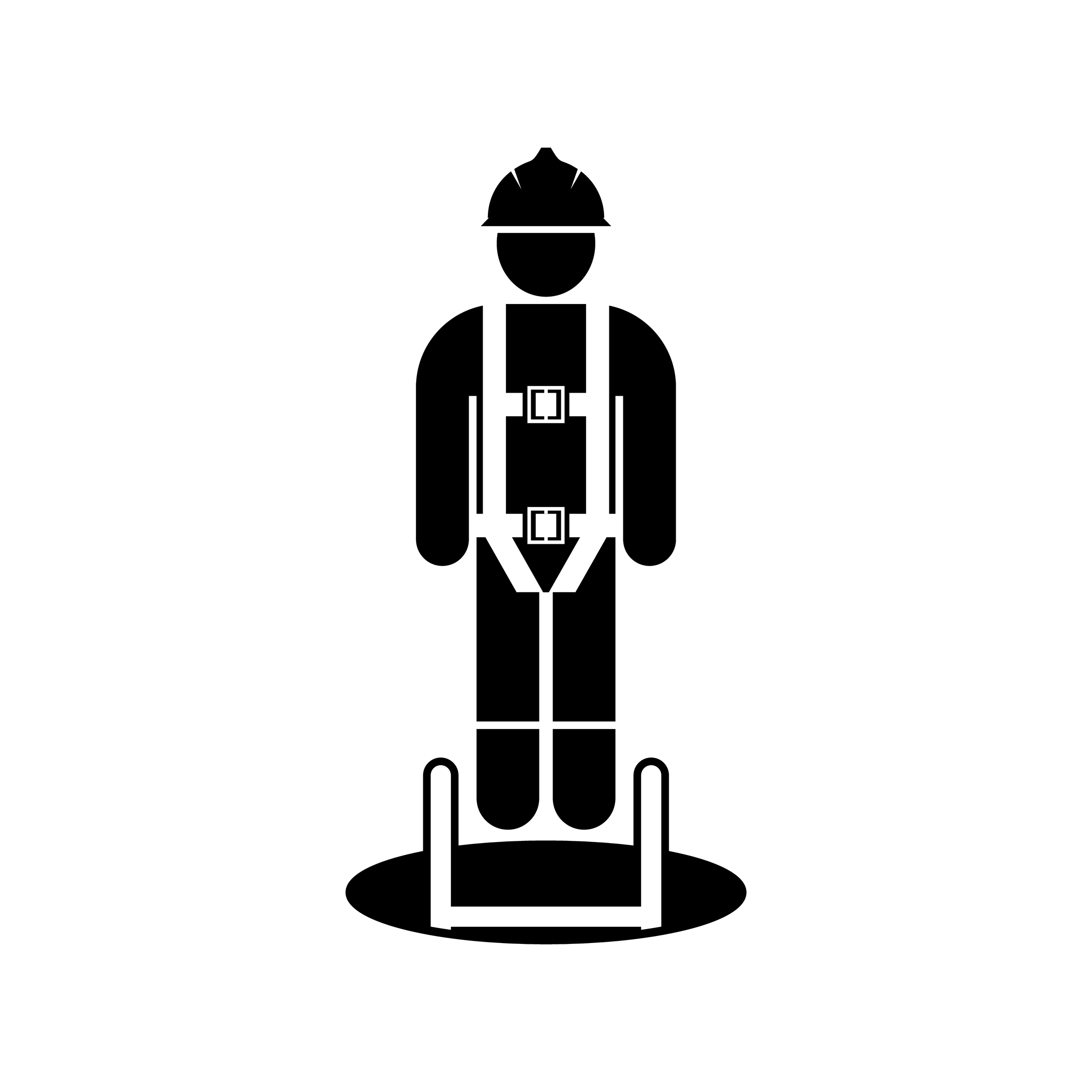 Icon,Of,Worker,Wear,Fall,Arrest,Standing,Next,To,Manhole.